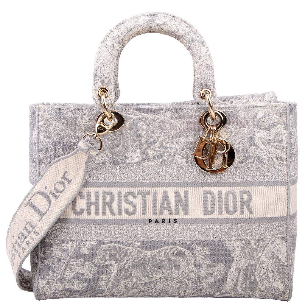 Dior Lady D-Lite Toile De Jouy Large Grey