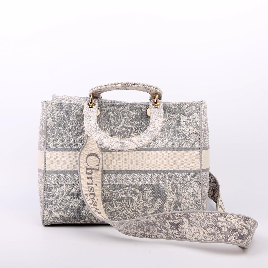 Dior Lady D-Lite Toile De Jouy Large Grey