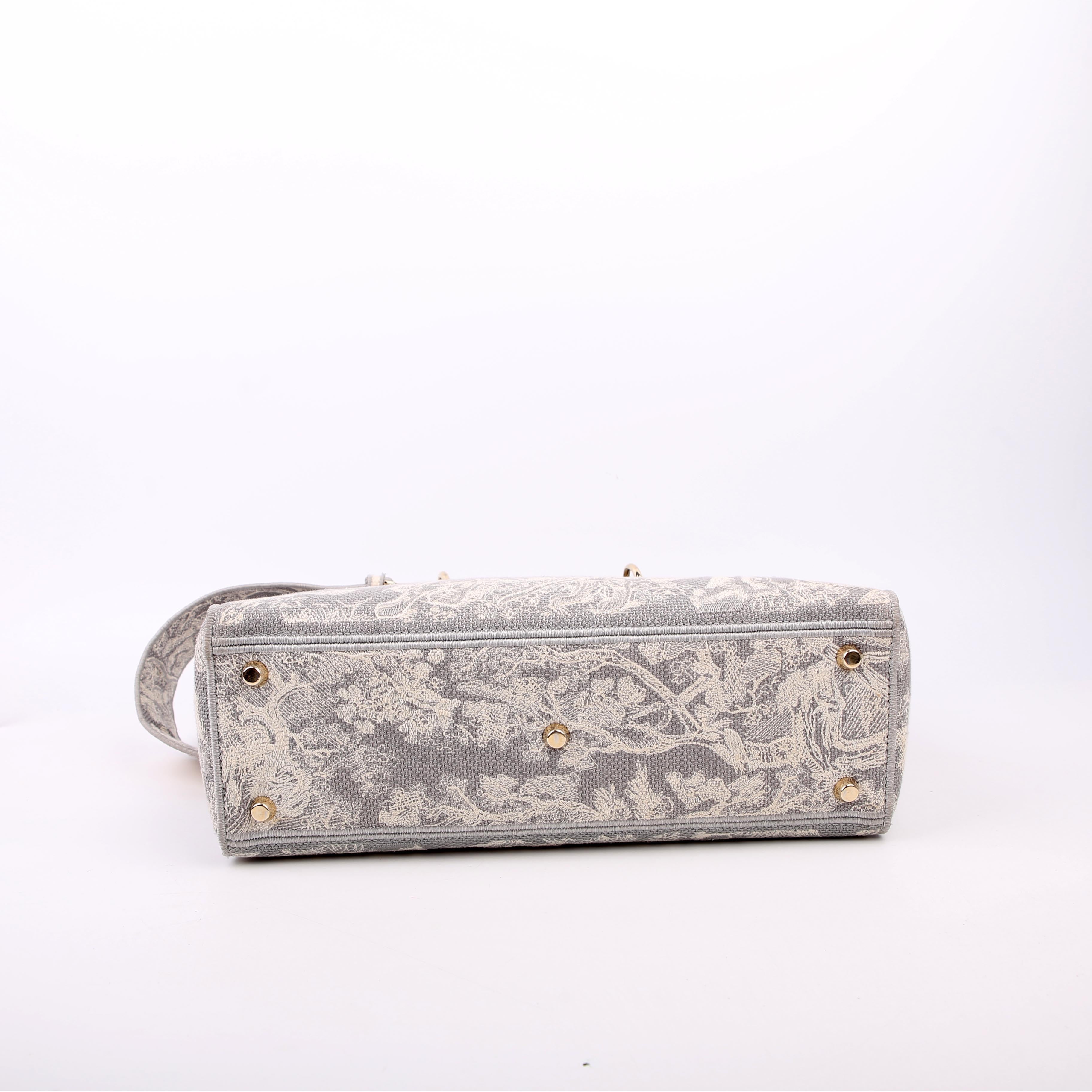 Dior Lady D-Lite Toile De Jouy Large Grey