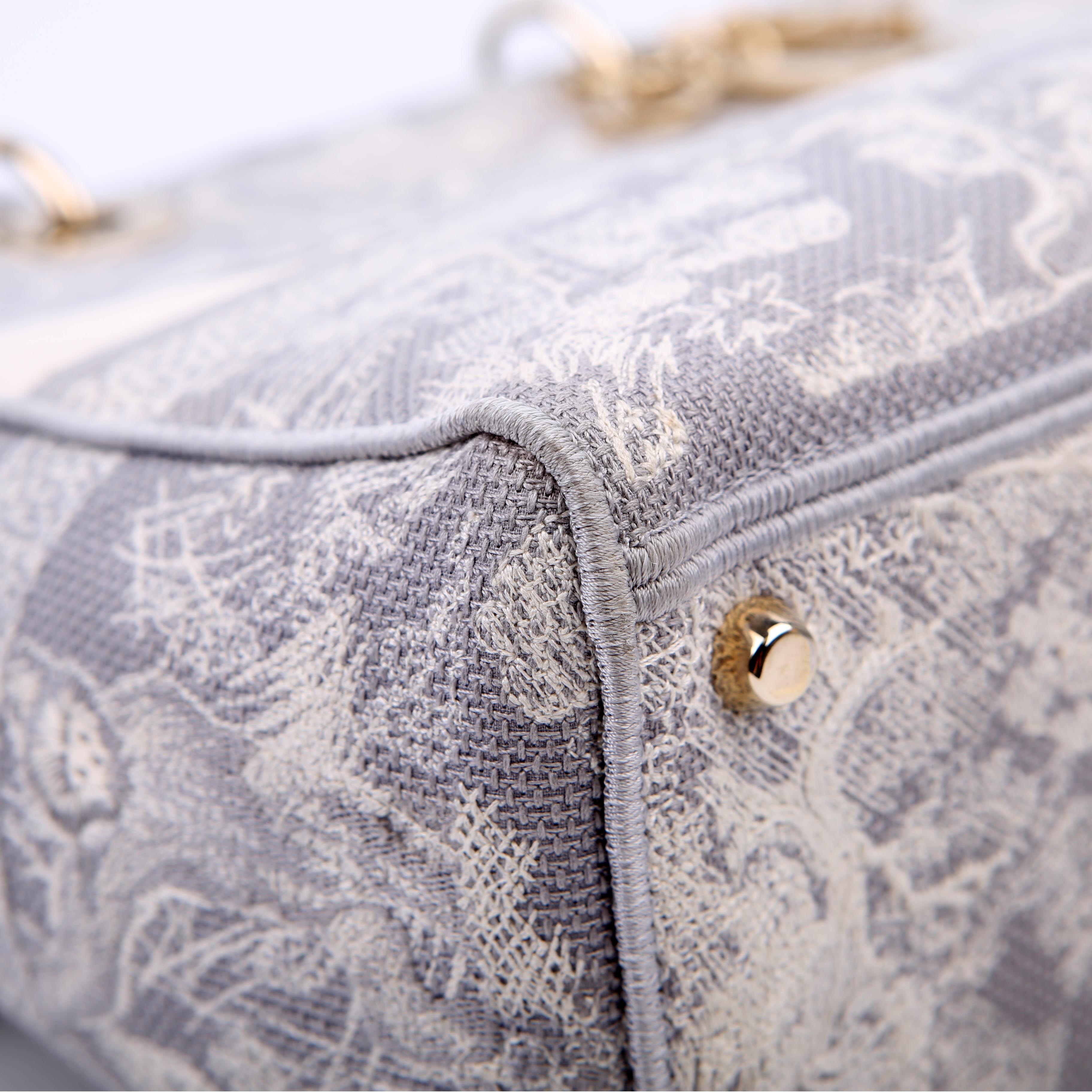 Dior Lady D-Lite Toile De Jouy Large Grey