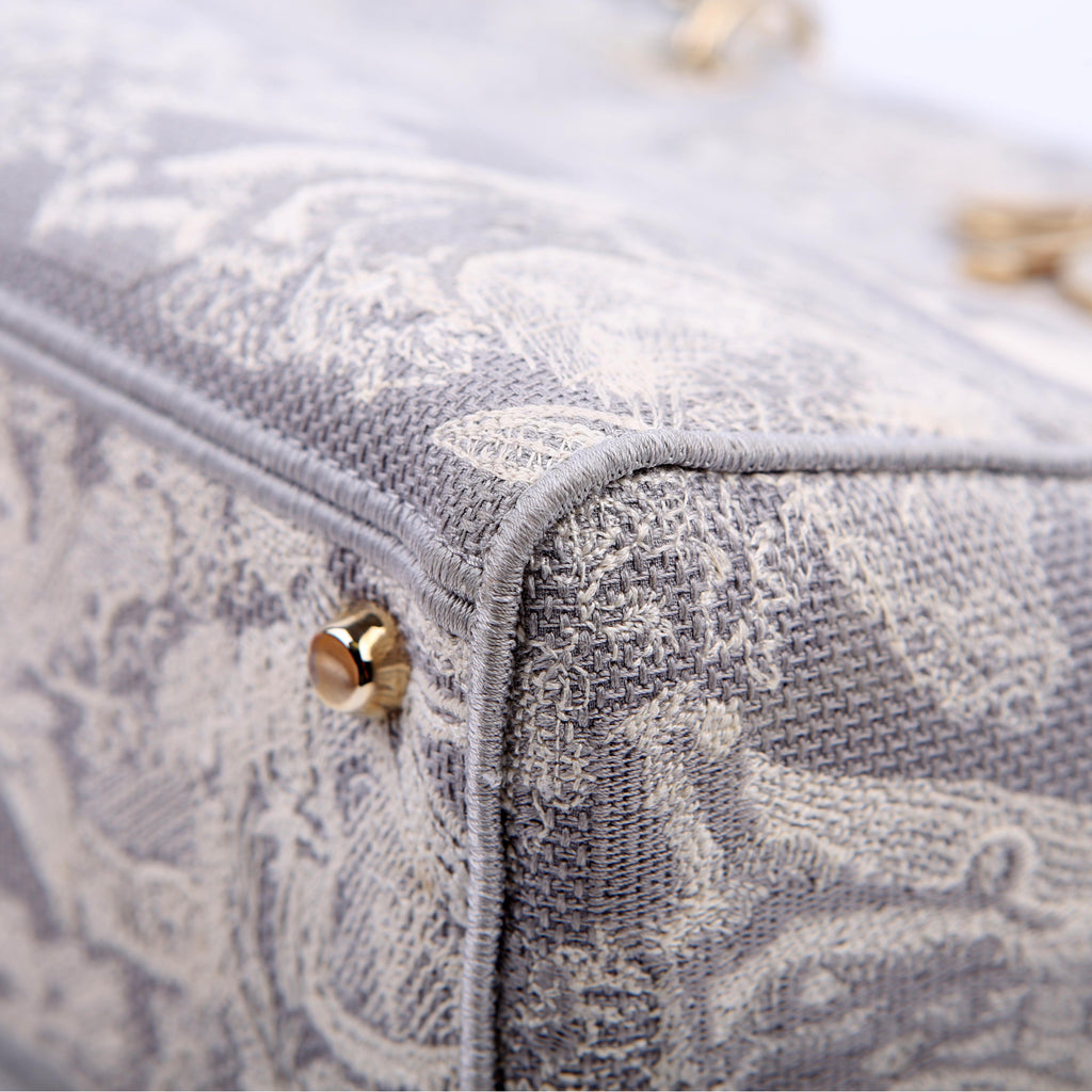 Dior Lady D-Lite Toile De Jouy Large Grey
