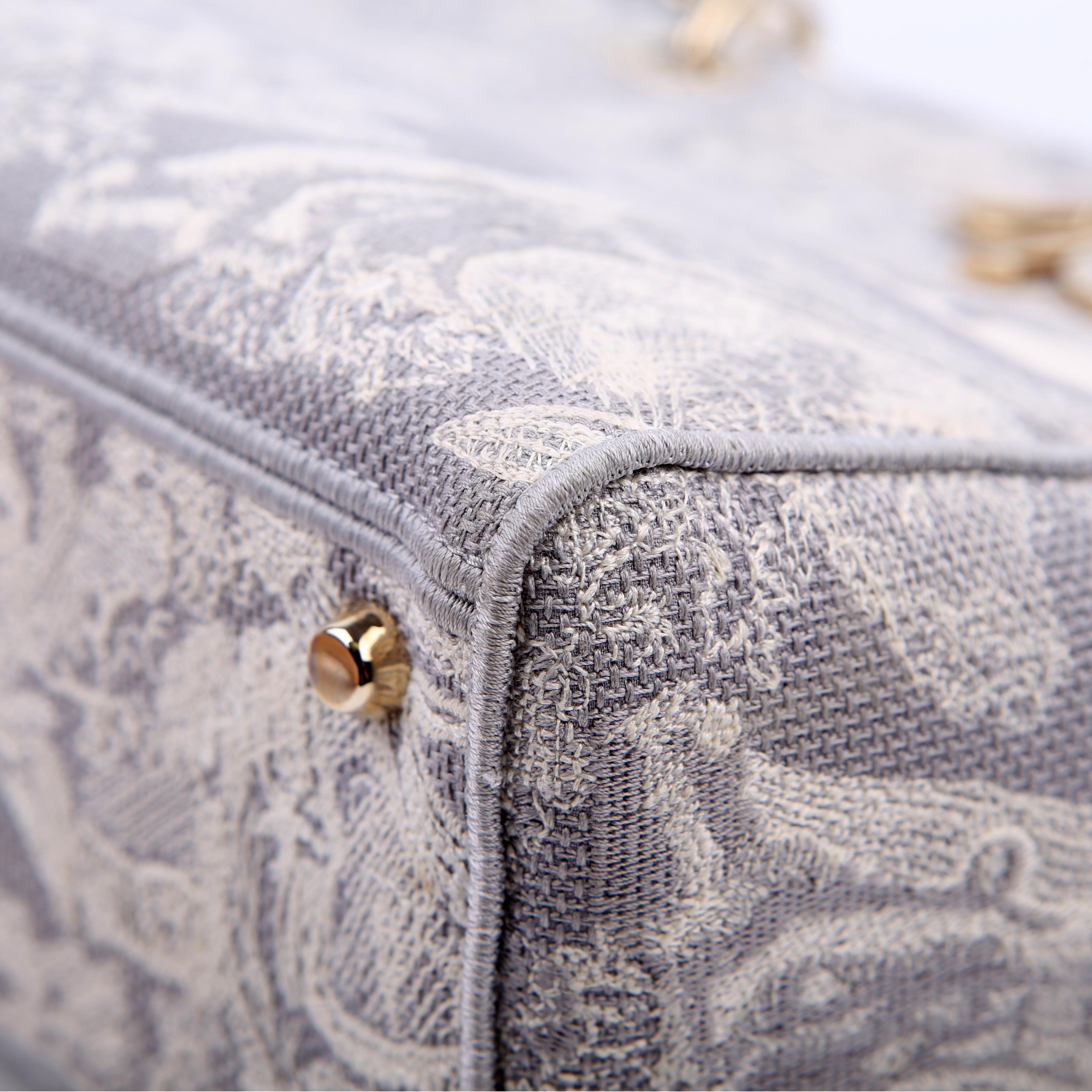 Dior Lady D-Lite Toile De Jouy Large Grey