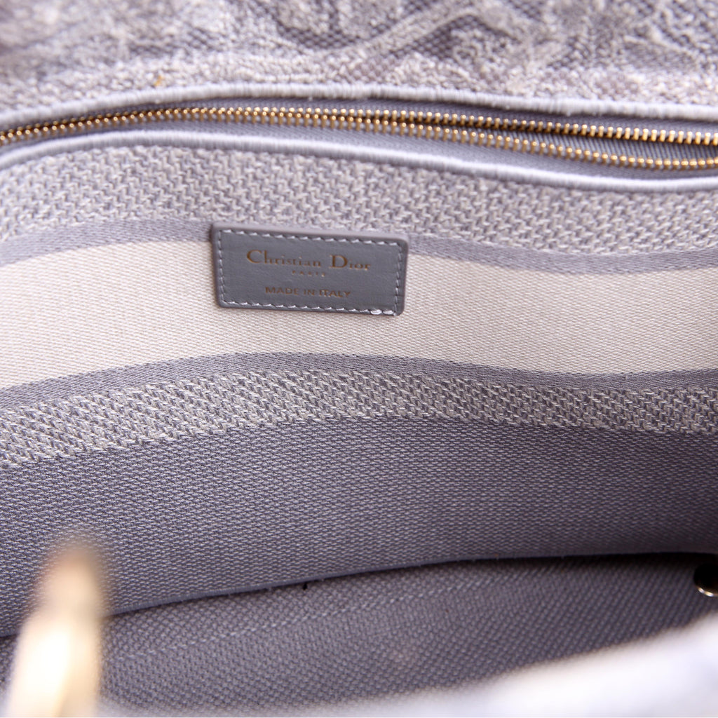 Dior Lady D-Lite Toile De Jouy Large Grey