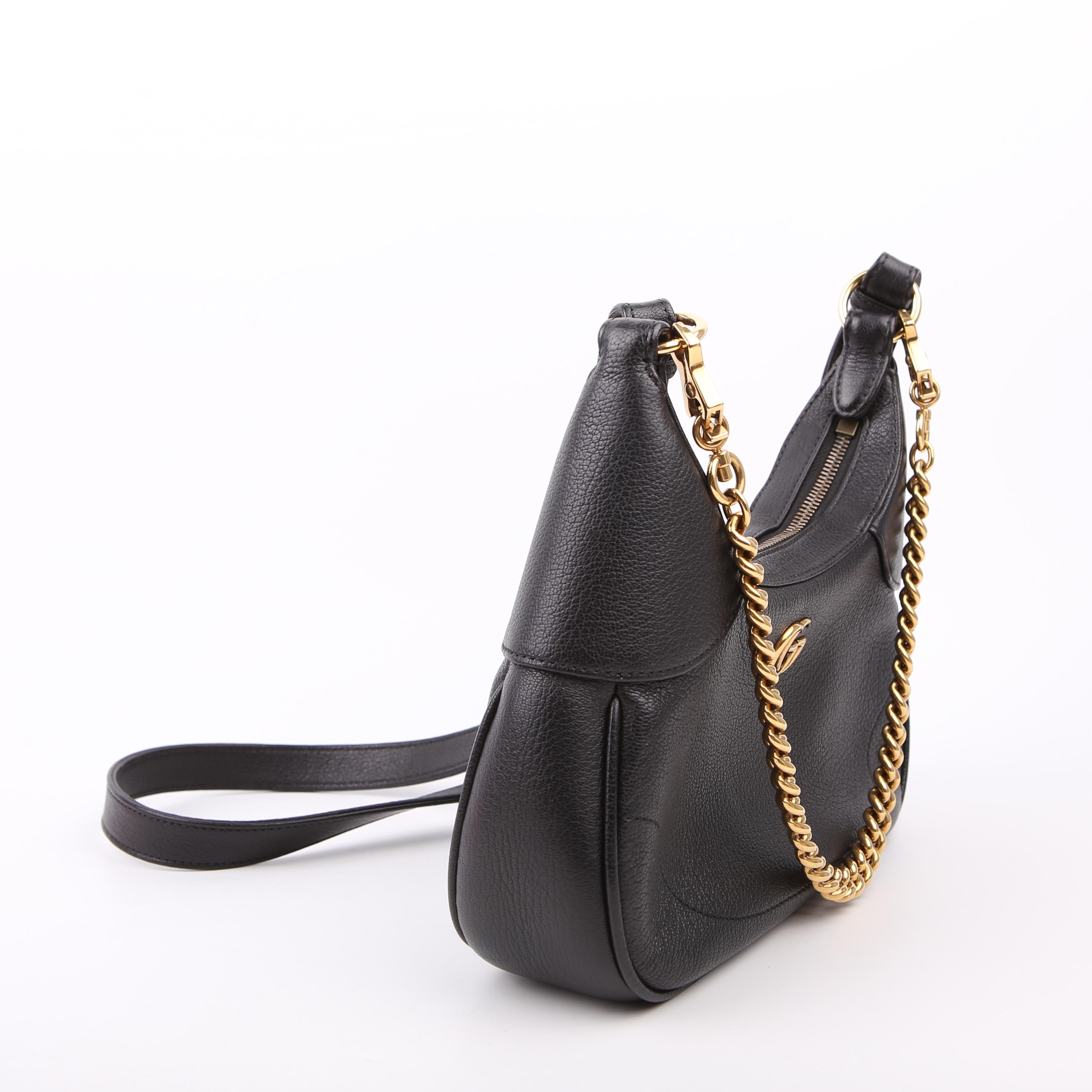 731817 Aphrodite Leather Small Shoulder Bag Black