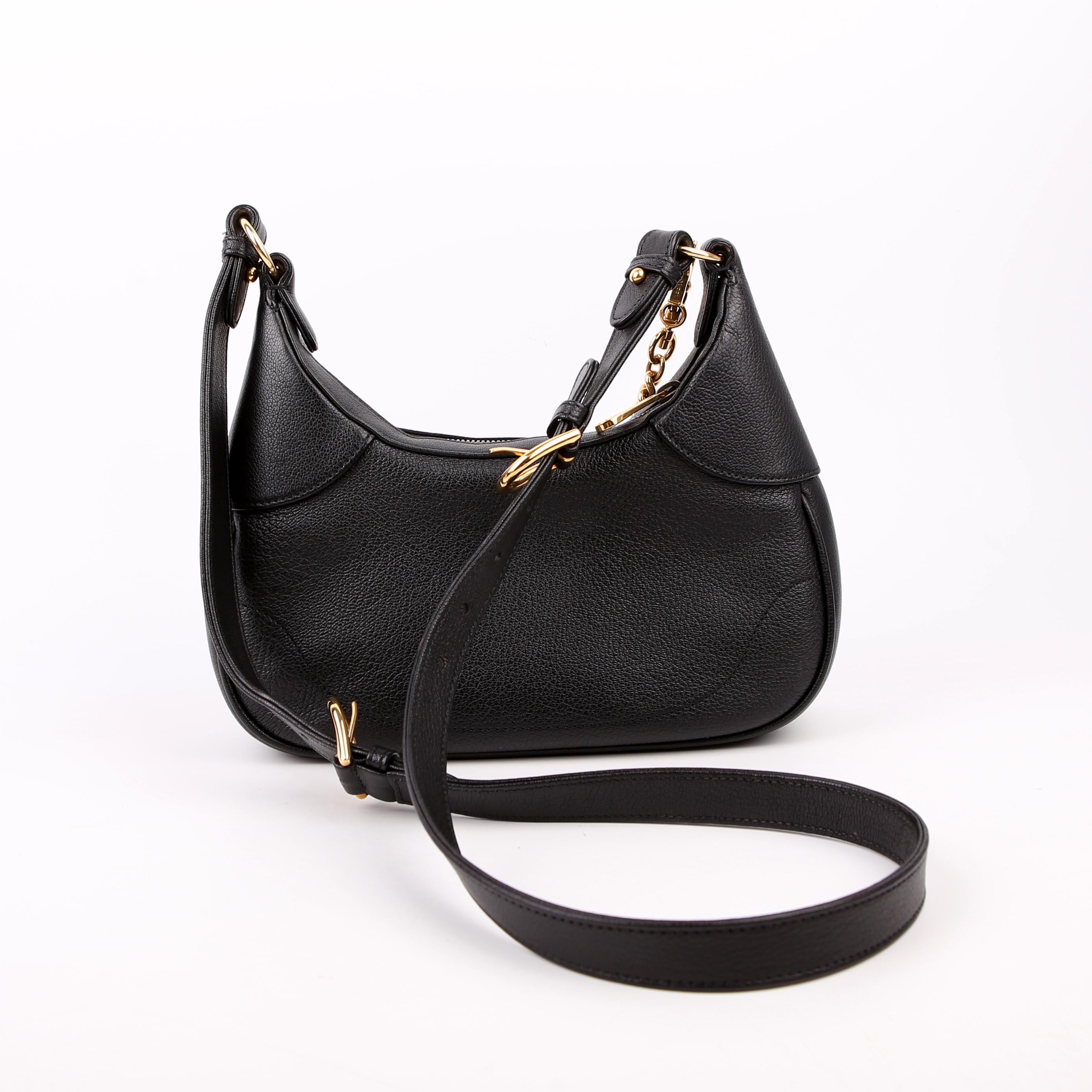 731817 Aphrodite Leather Small Shoulder Bag Black