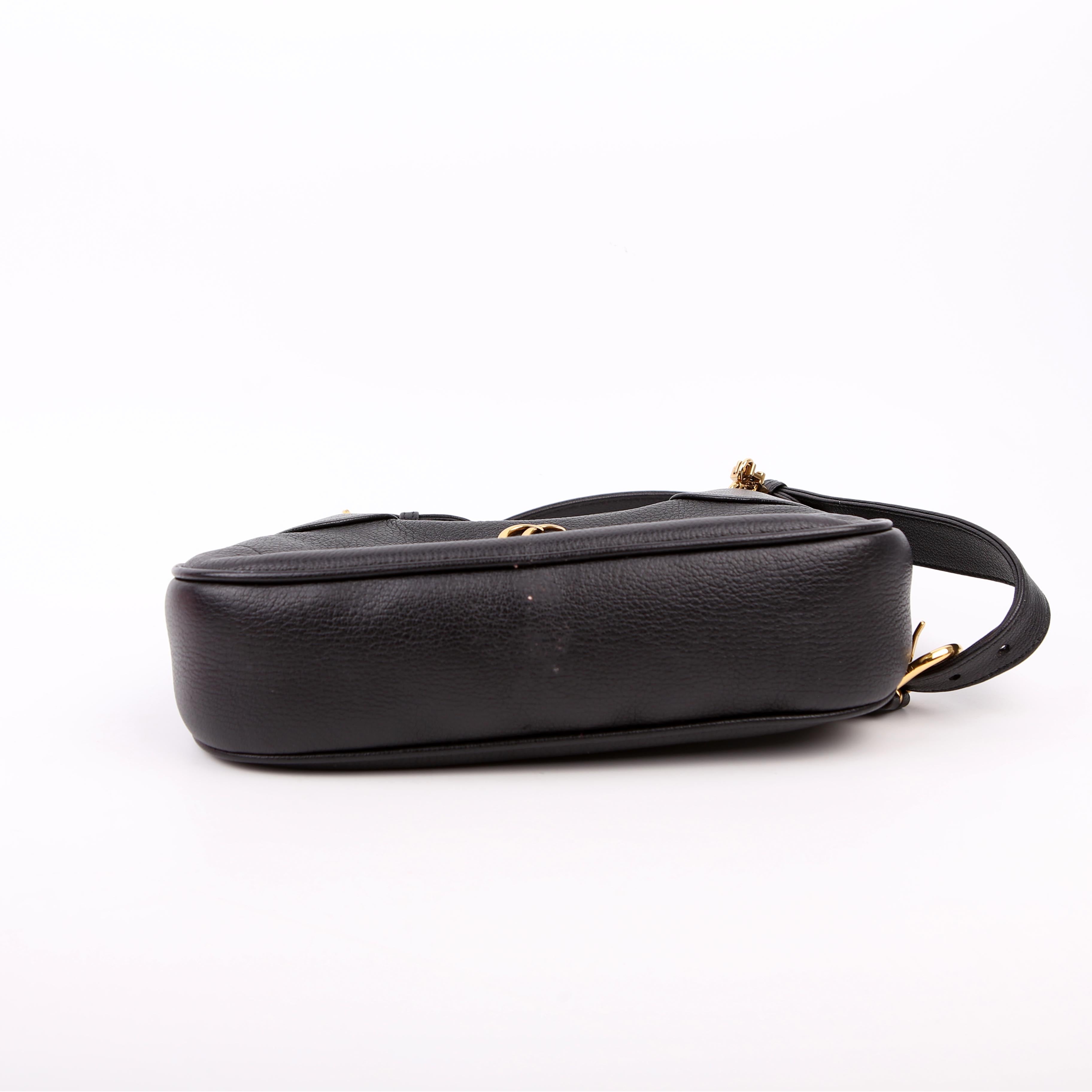 731817 Aphrodite Leather Small Shoulder Bag Black