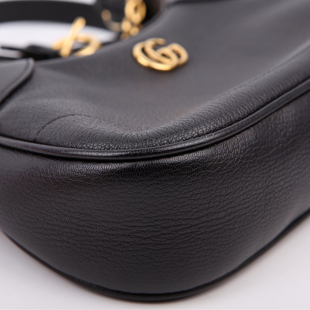 731817 Aphrodite Leather Small Shoulder Bag Black