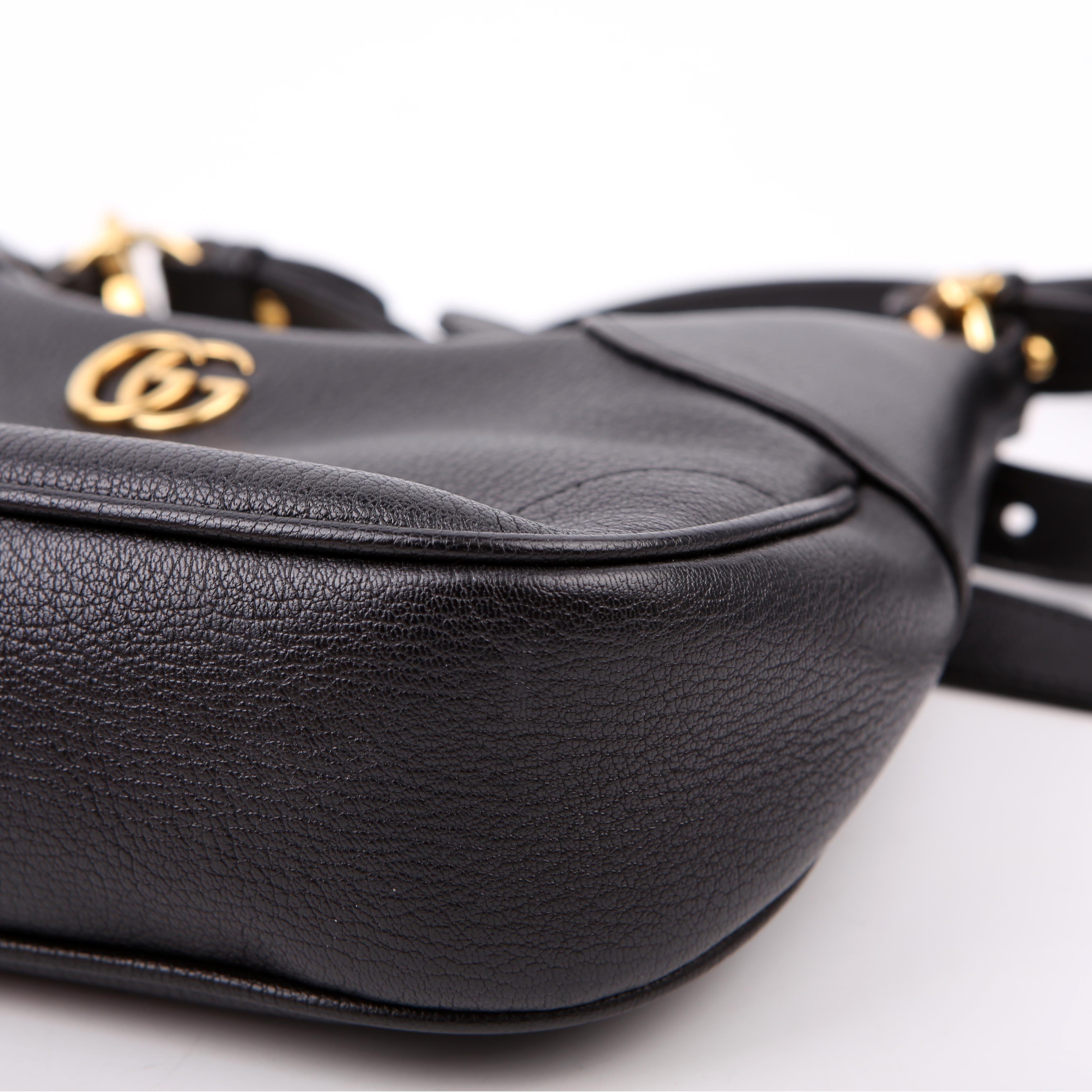 731817 Aphrodite Leather Small Shoulder Bag Black