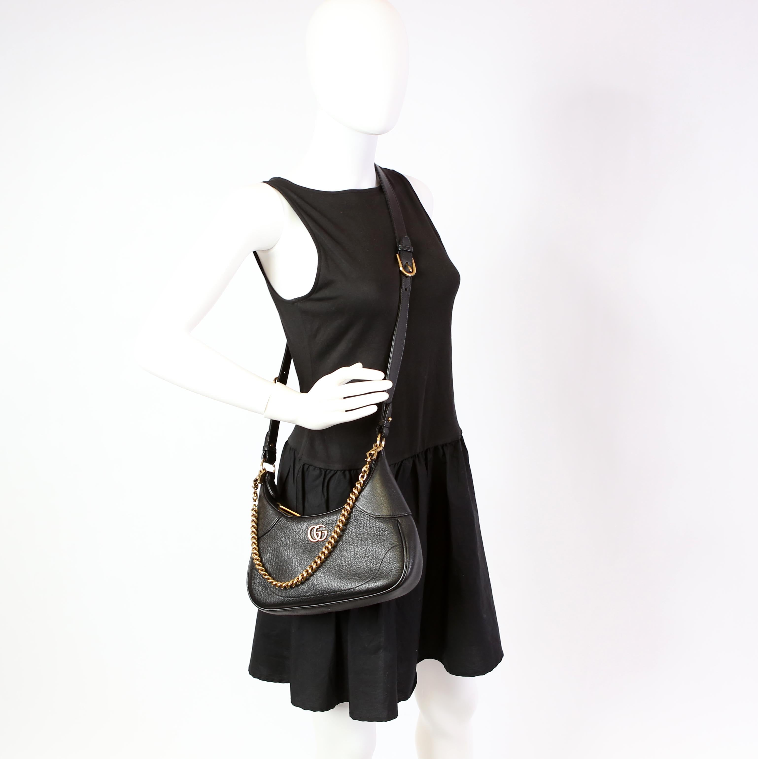 731817 Aphrodite Leather Small Shoulder Bag Black
