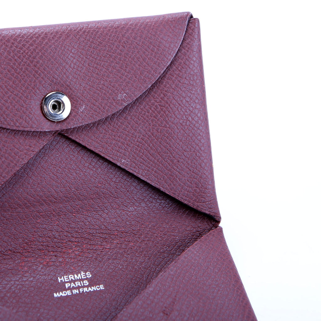 Hermes Calvi Card Case Maroon