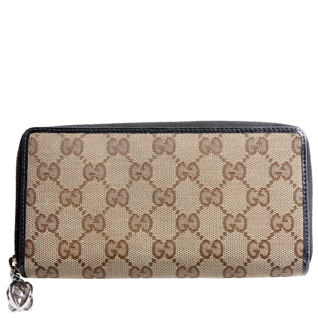 233025 GG Canvas Zip Around Wallet Tan/Black