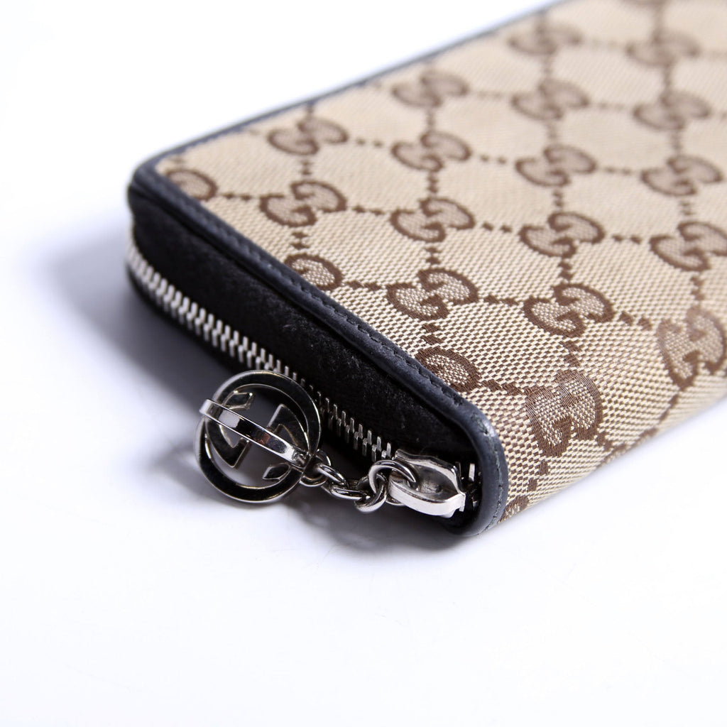 233025 GG Canvas Zip Around Wallet Tan/Black