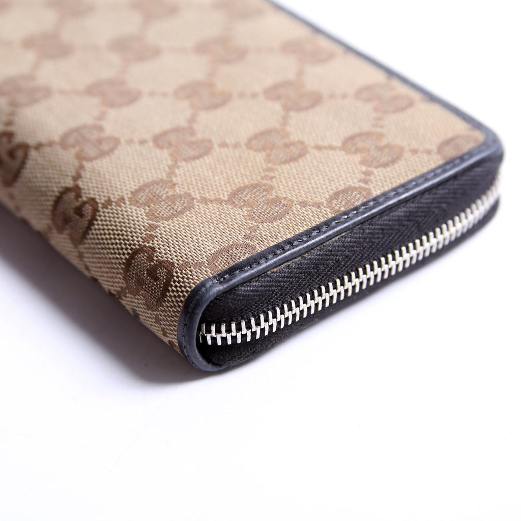 233025 GG Canvas Zip Around Wallet Tan/Black