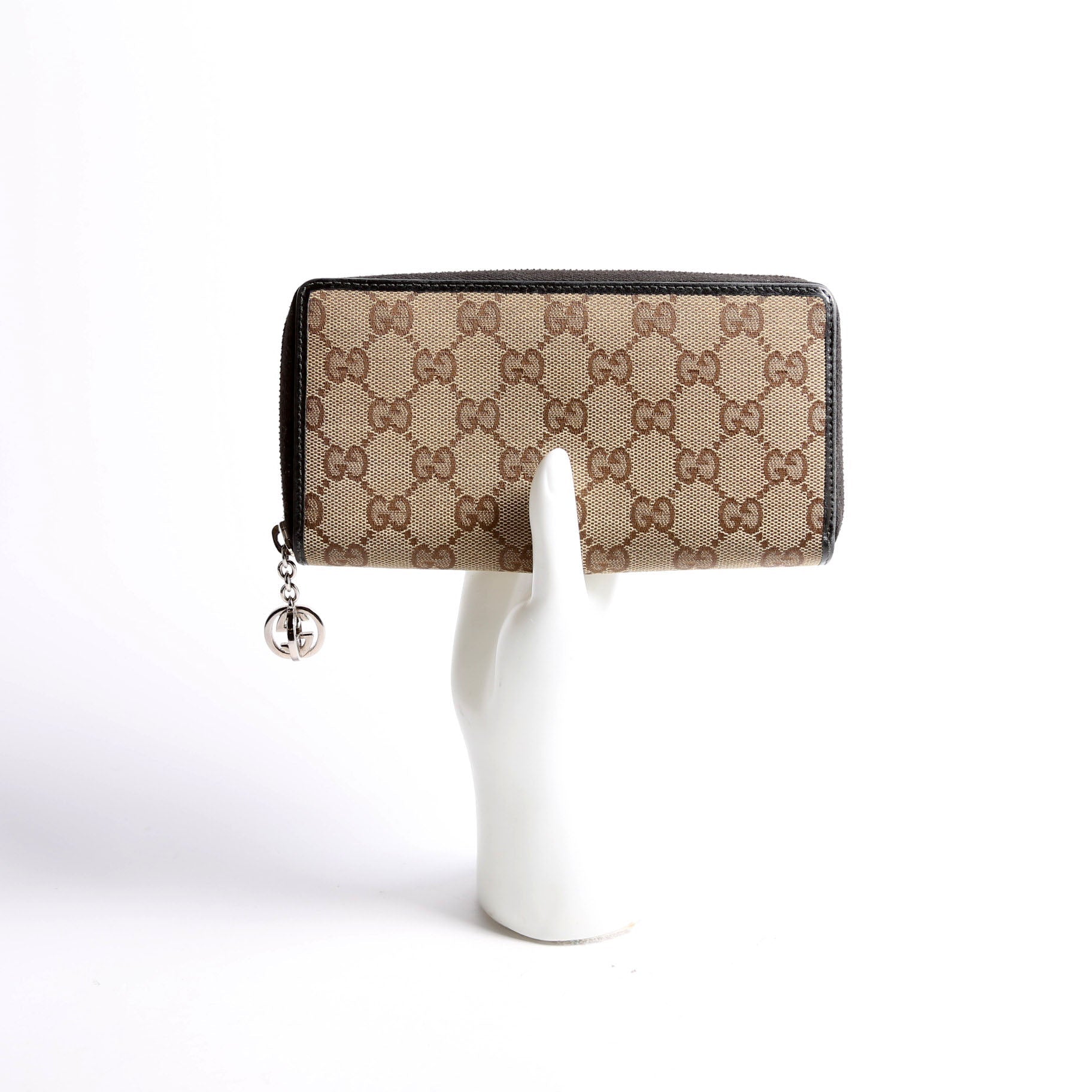 233025 GG Canvas Zip Around Wallet Tan/Black
