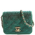 Strass Diamante Mini Clutch Lambskin RFID Green