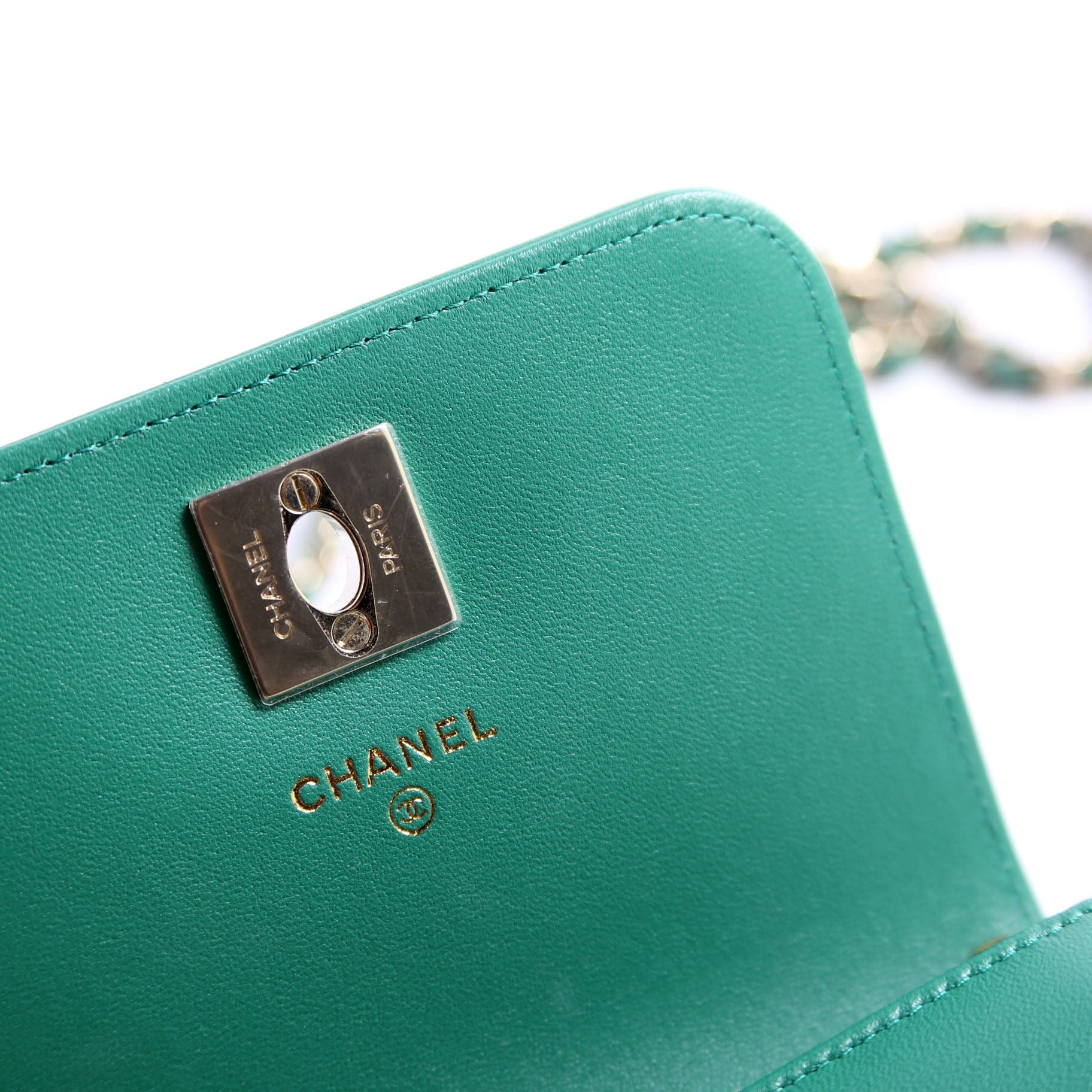 Strass Diamante Mini Clutch Lambskin RFID Green