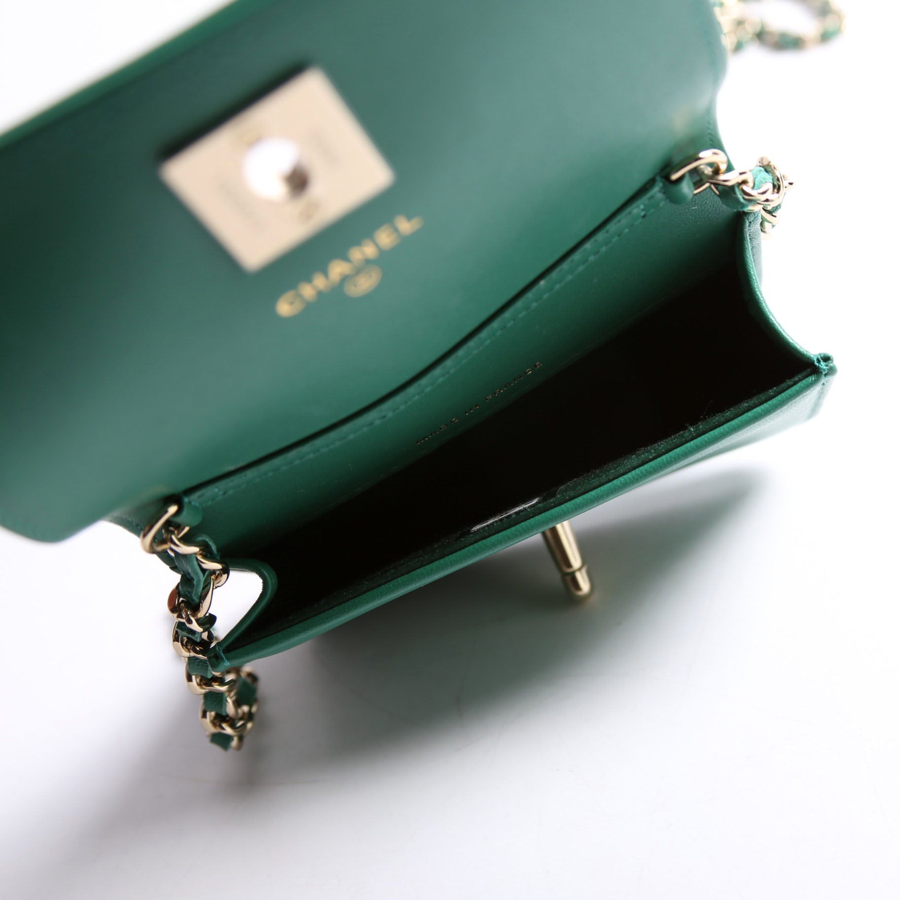 Strass Diamante Mini Clutch Lambskin RFID Green