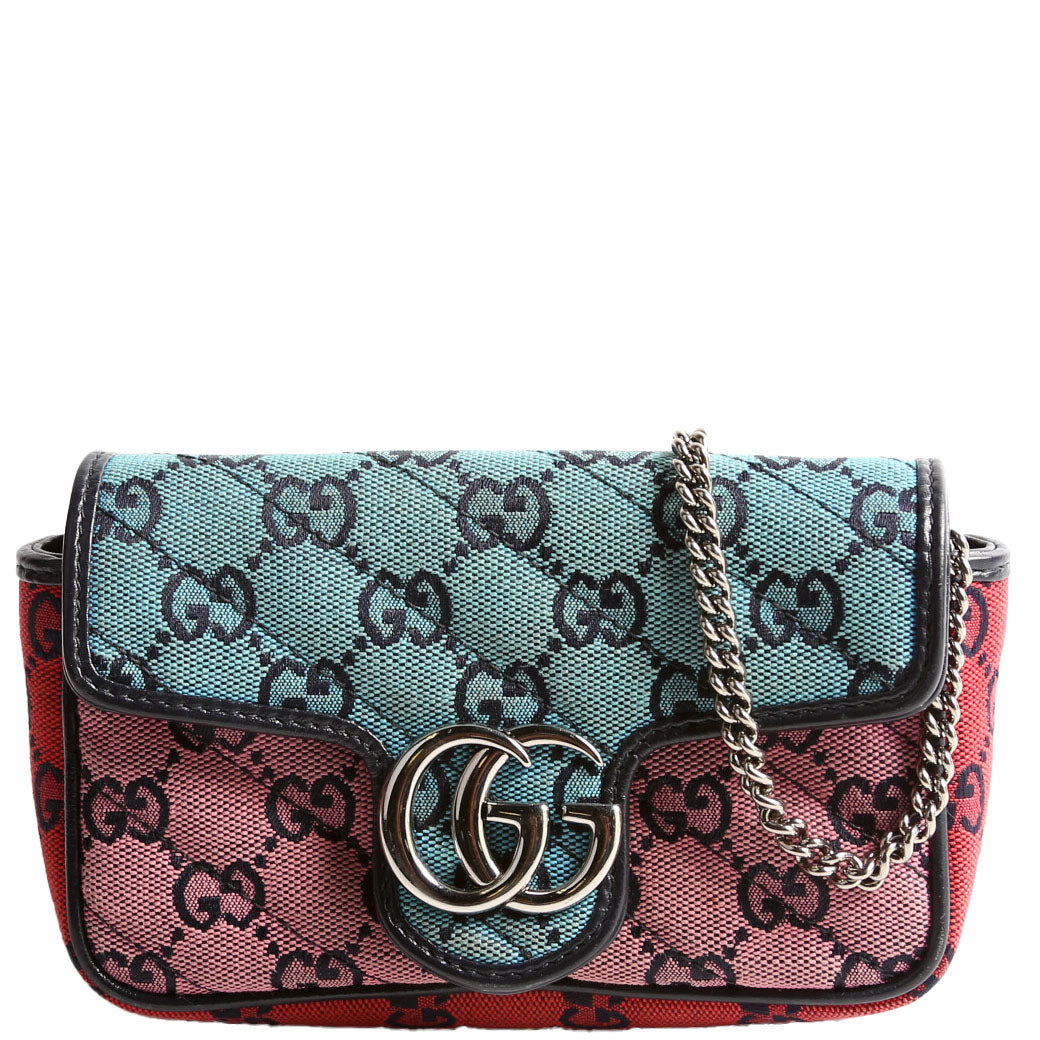 Gucci 476433 Marmont Multicolor Canvas Super Mini Flap Multicolor