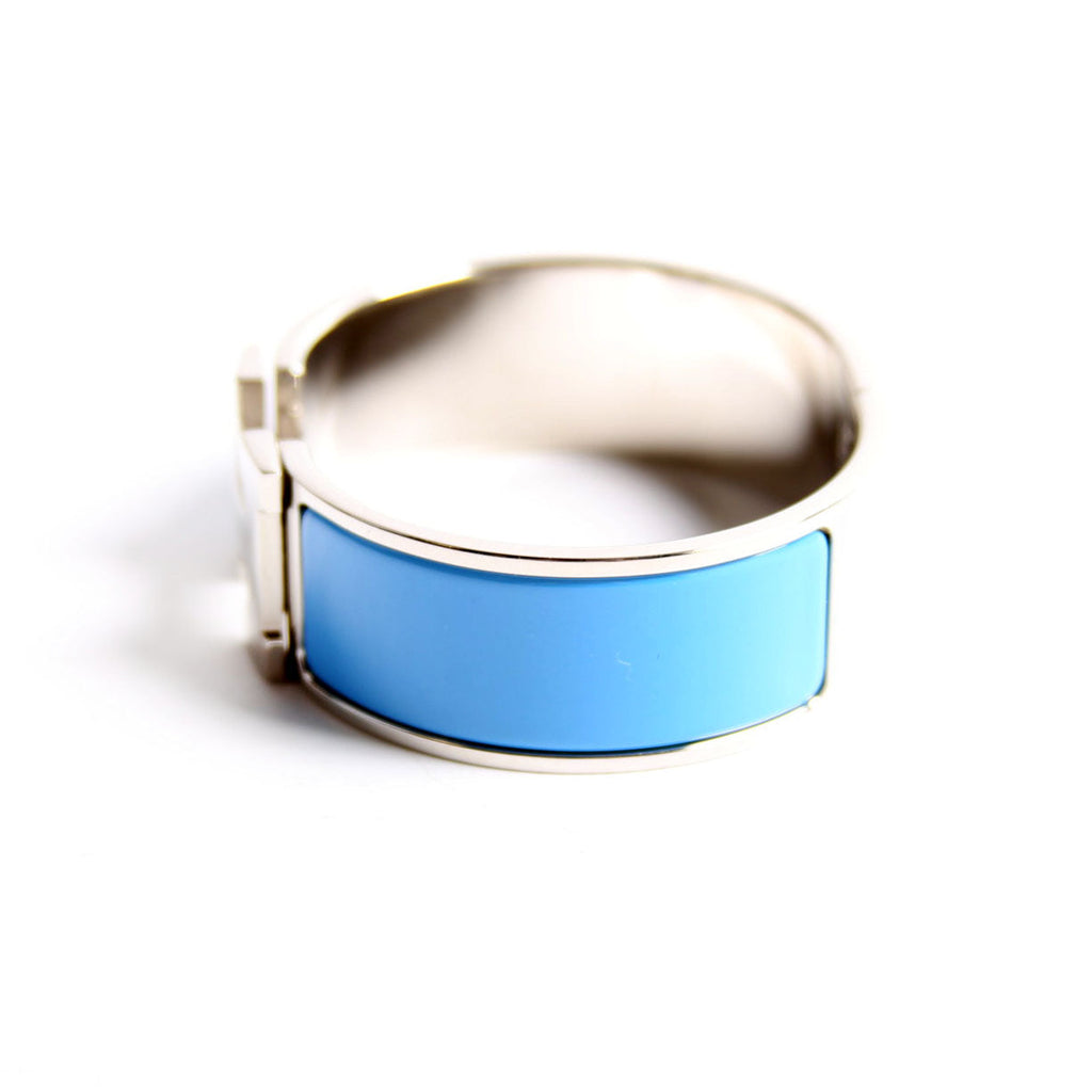 Hermes Clic Clac Wide PM Bracelet Silver/Blue