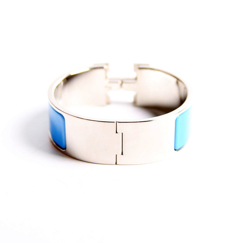 Hermes Clic Clac Wide PM Bracelet Silver/Blue
