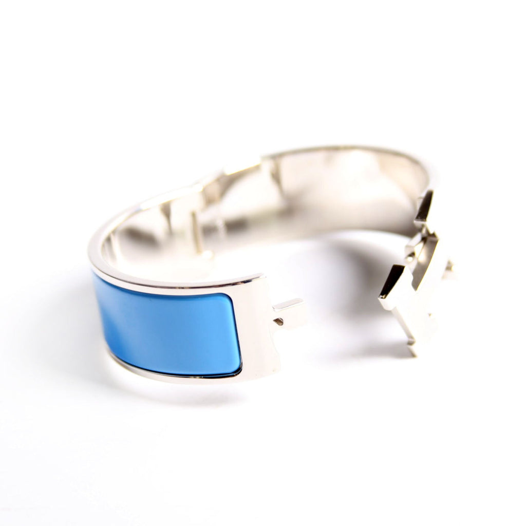 Hermes Clic Clac Wide PM Bracelet Silver/Blue