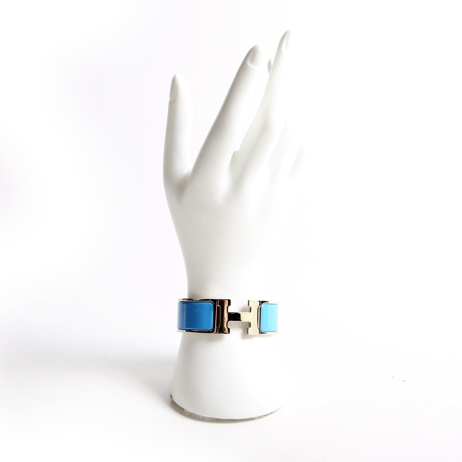 Hermes Clic Clac Wide PM Bracelet Silver/Blue