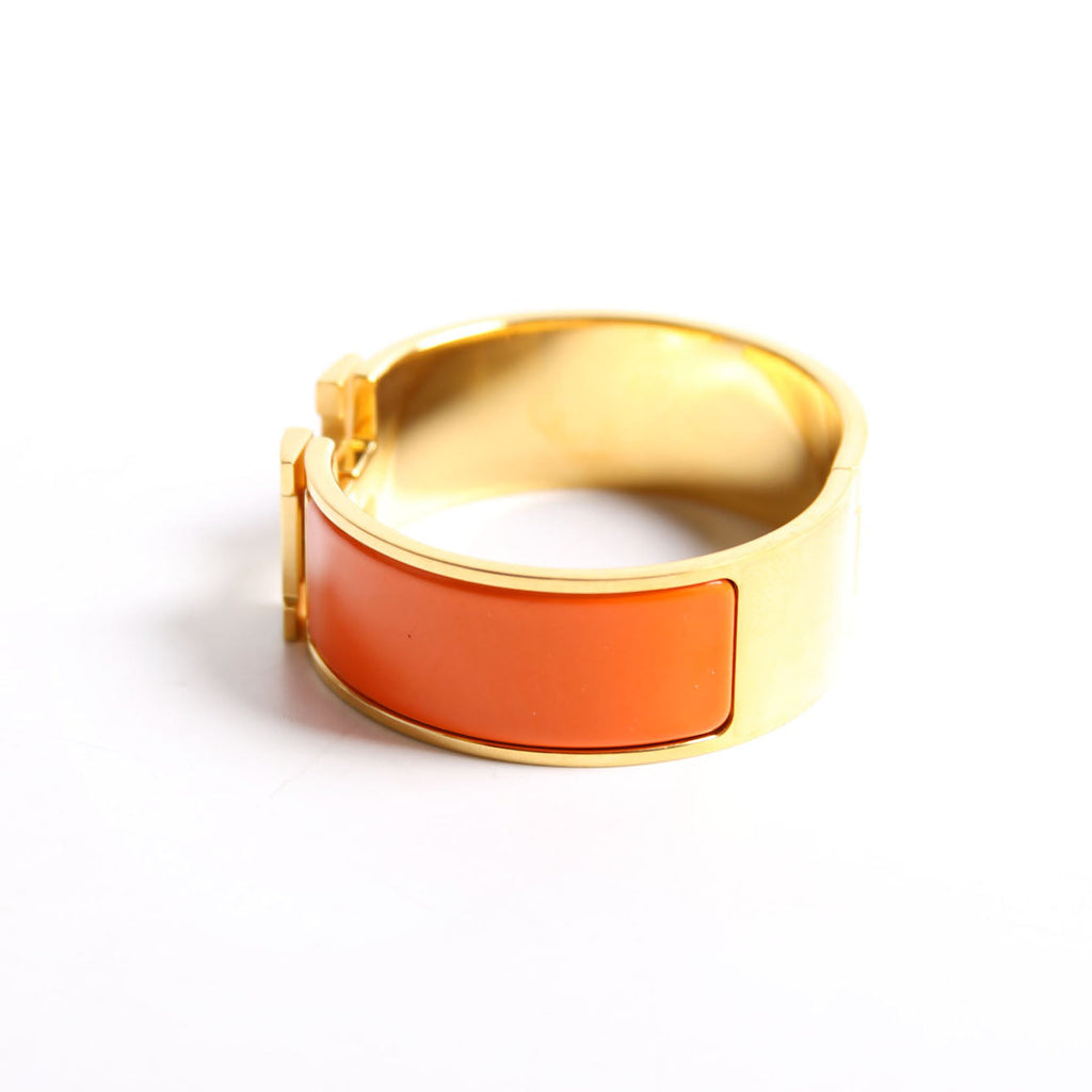 Hermes Clic Clac Wide PM Bracelet Gold/Orange
