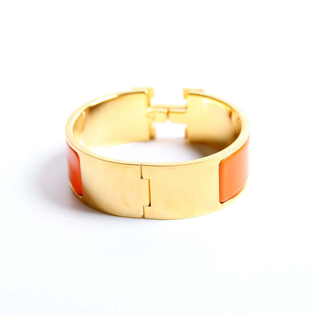 Hermes Clic Clac Wide PM Bracelet Gold/Orange