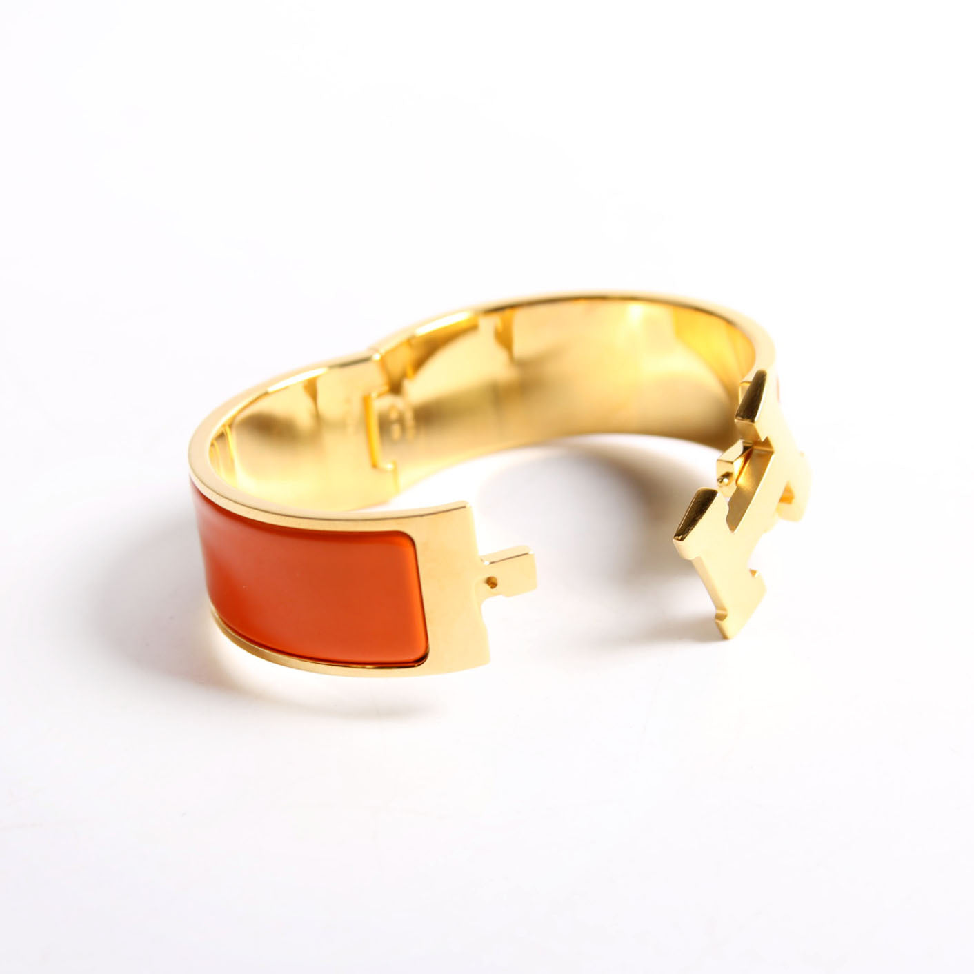Hermes Clic Clac Wide PM Bracelet Gold/Orange