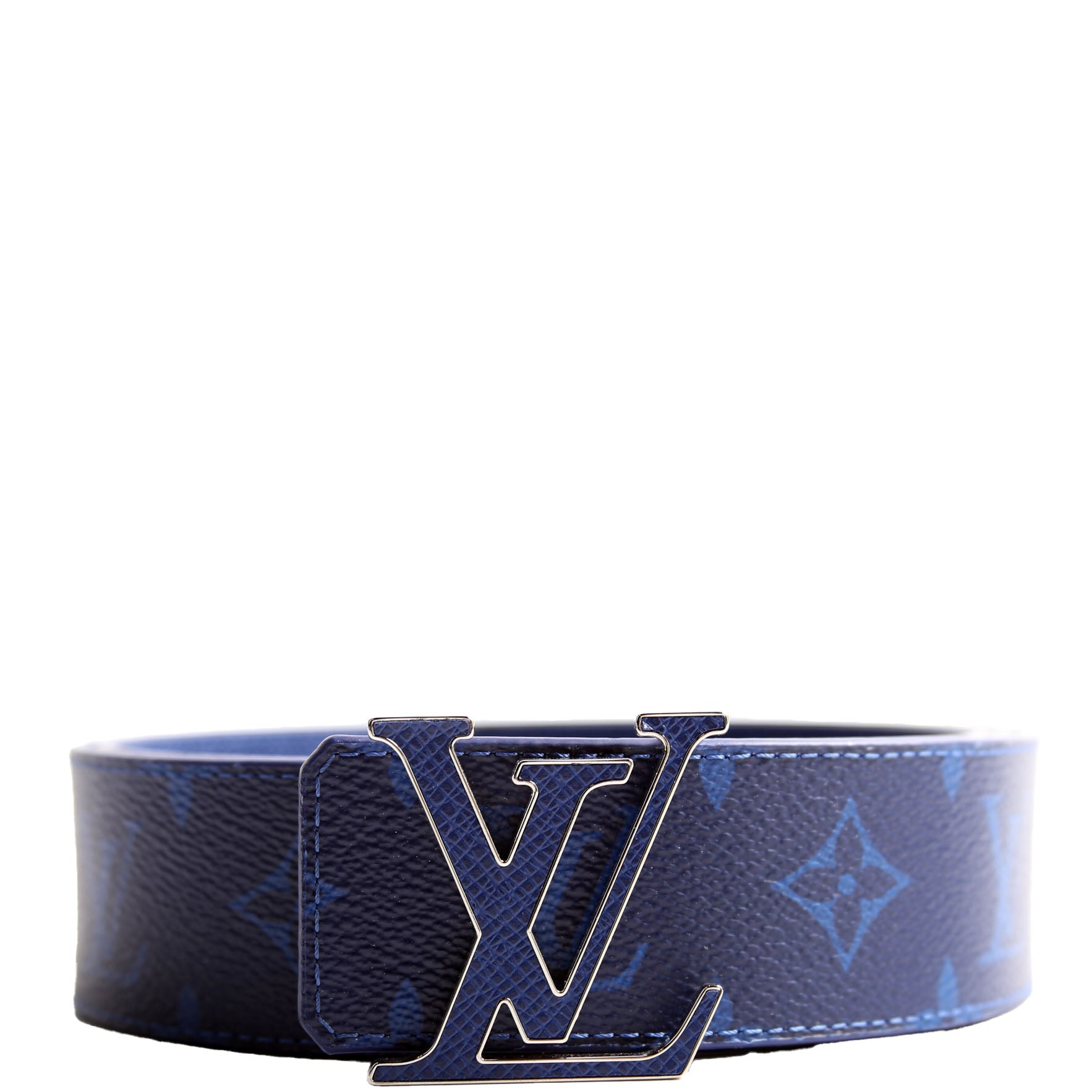 LV Initiales 40MM Reversible Leather/Monogram Cobalt Belt Size 100/40