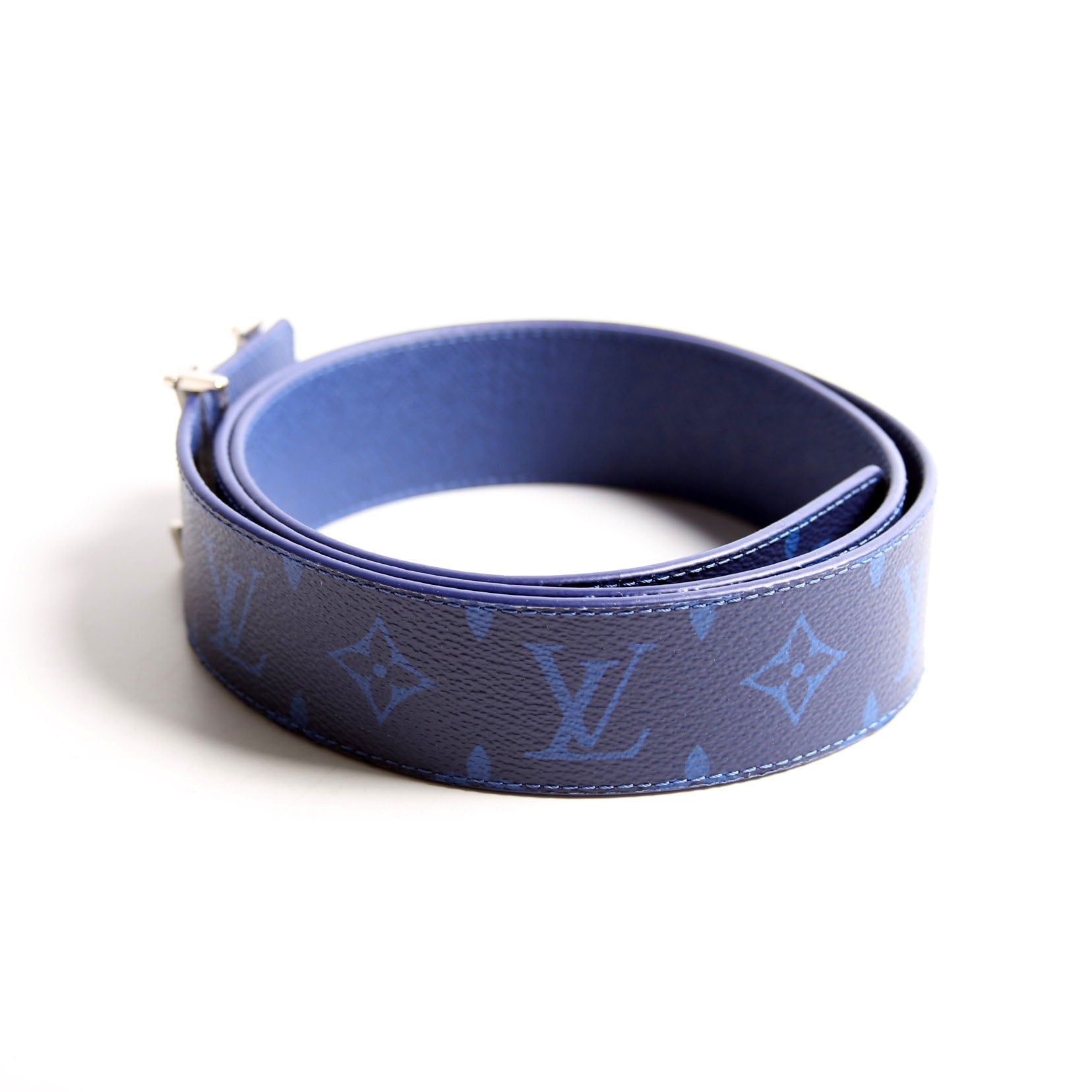 LV Initiales 40MM Reversible Leather/Monogram Cobalt Belt Size 100/40