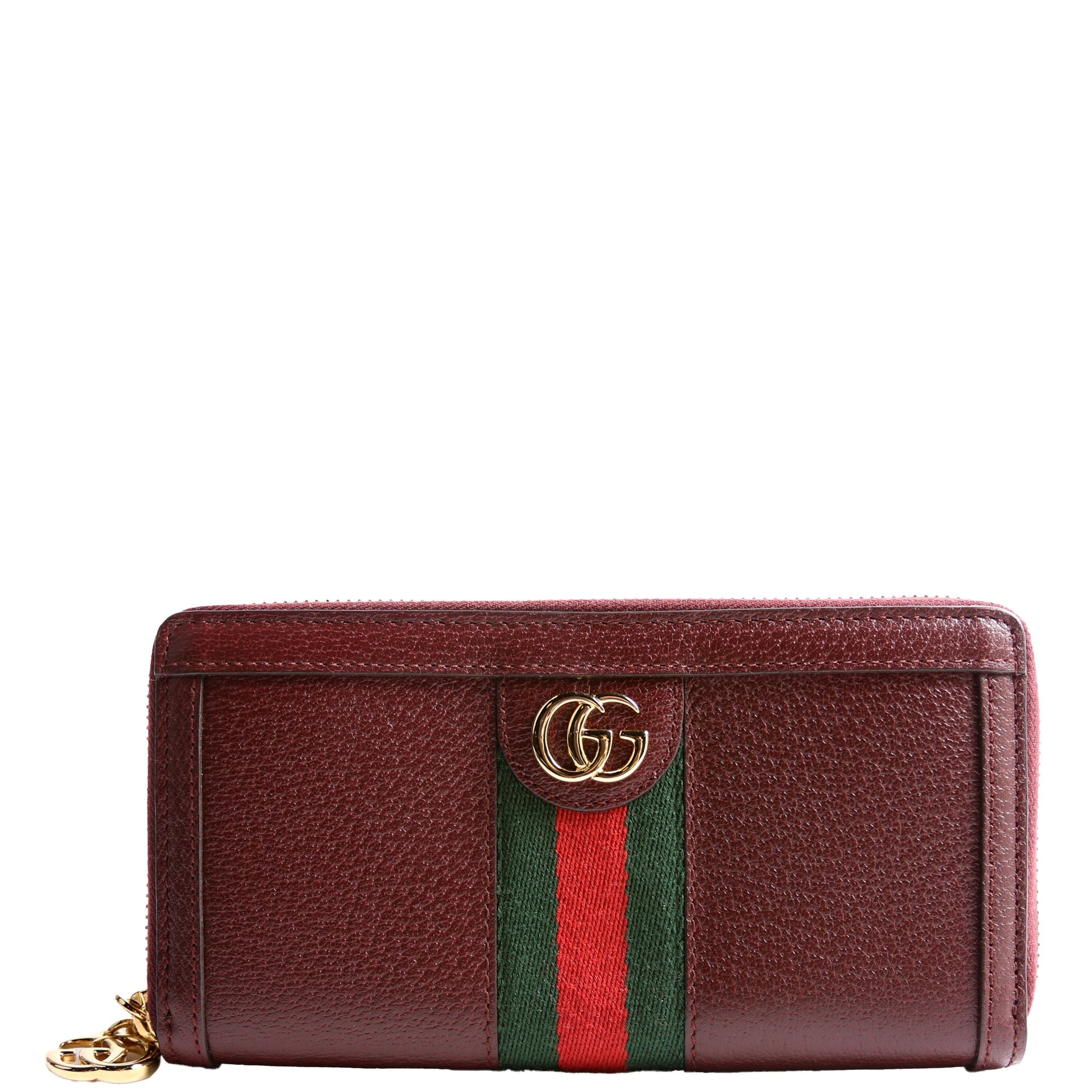 Gucci 523154 Leather Ophidia Zip Wallet Burgundy/Red/Green