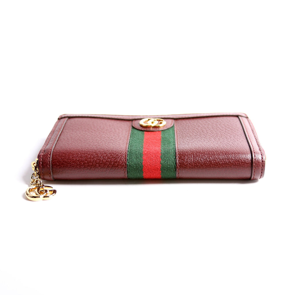 Gucci 523154 Leather Ophidia Zip Wallet Burgundy/Red/Green