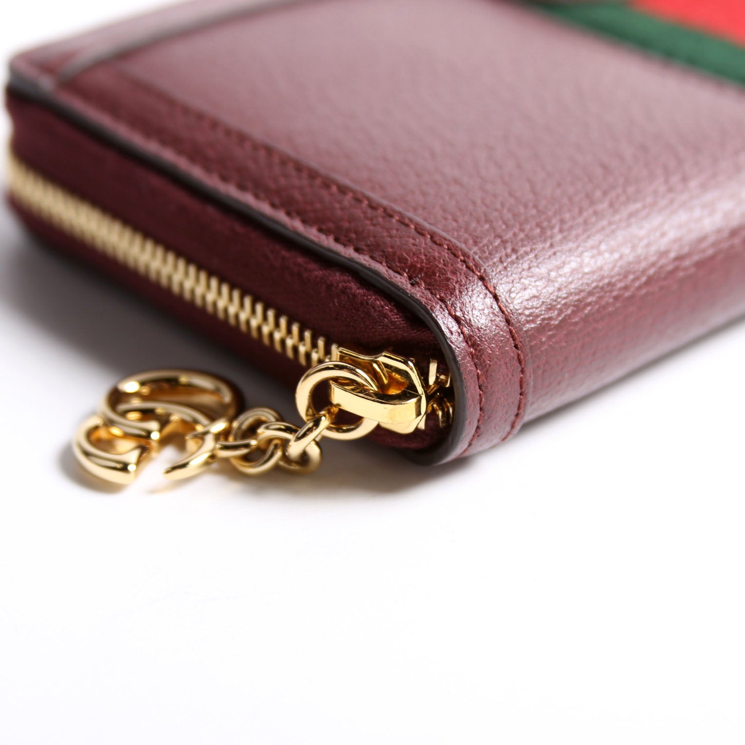 Gucci 523154 Leather Ophidia Zip Wallet Burgundy/Red/Green