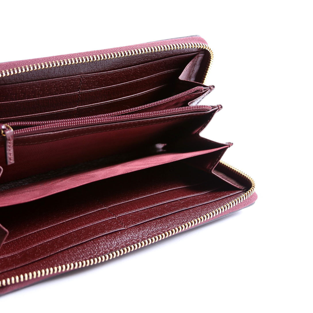 Gucci 523154 Leather Ophidia Zip Wallet Burgundy/Red/Green