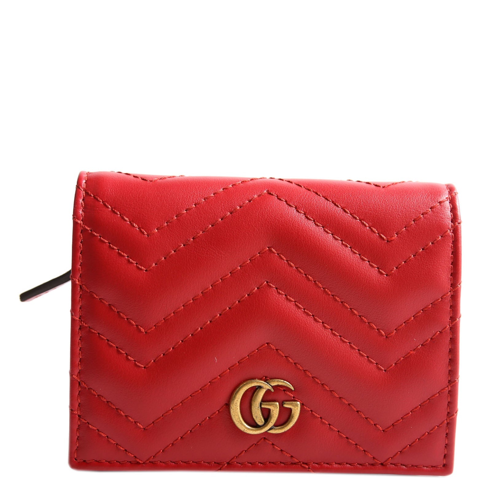 Gucci 466492 GG Marmont Card Case Red/Gold