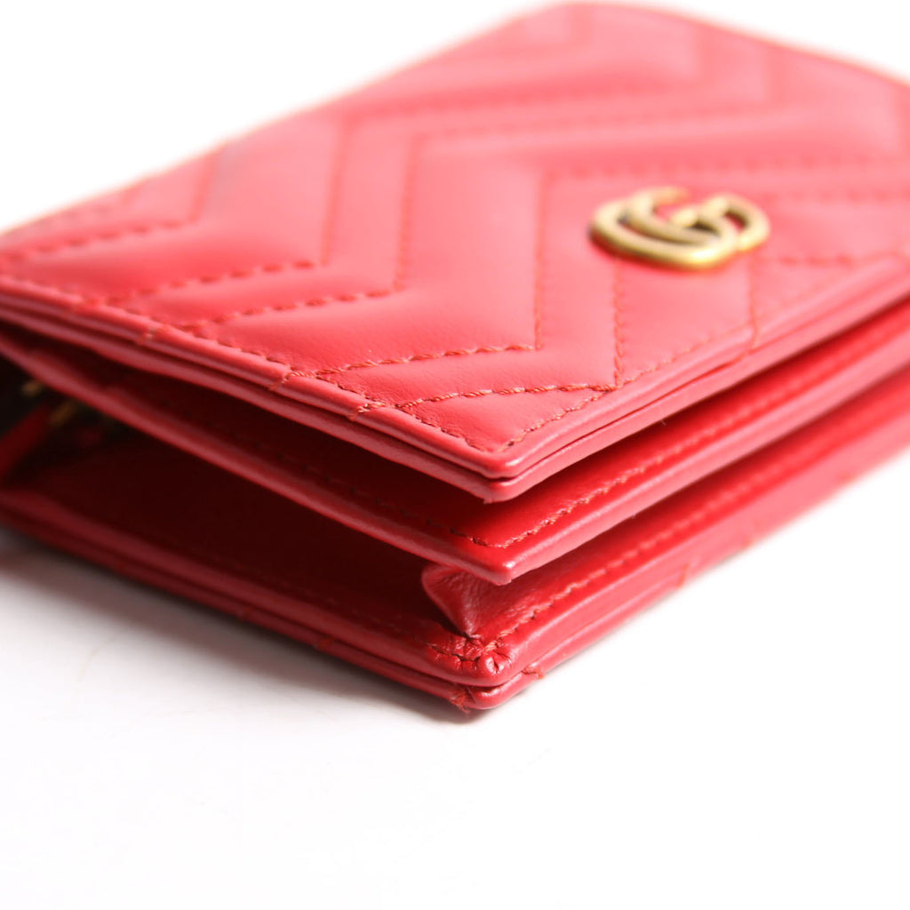 Gucci 466492 GG Marmont Card Case Red/Gold