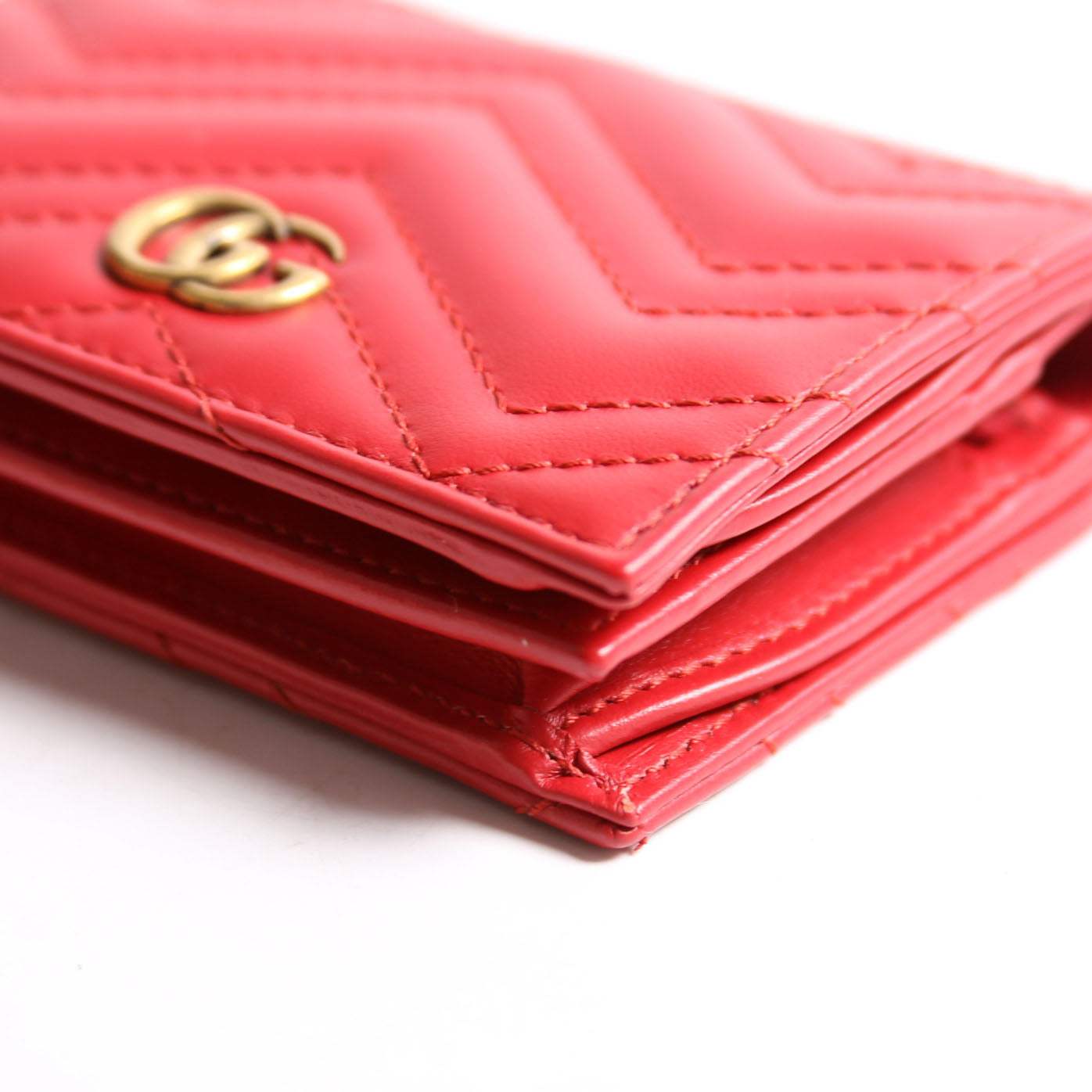 Gucci 466492 GG Marmont Card Case Red/Gold