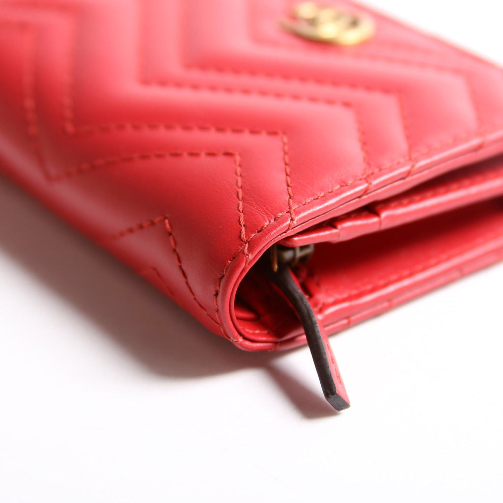 Gucci 466492 GG Marmont Card Case Red/Gold