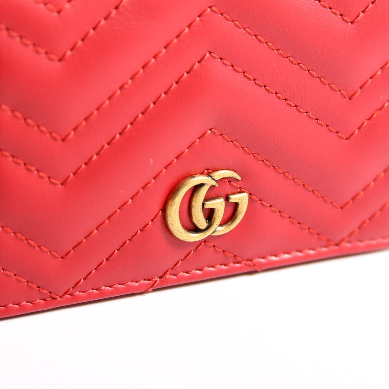 Gucci 466492 GG Marmont Card Case Red/Gold