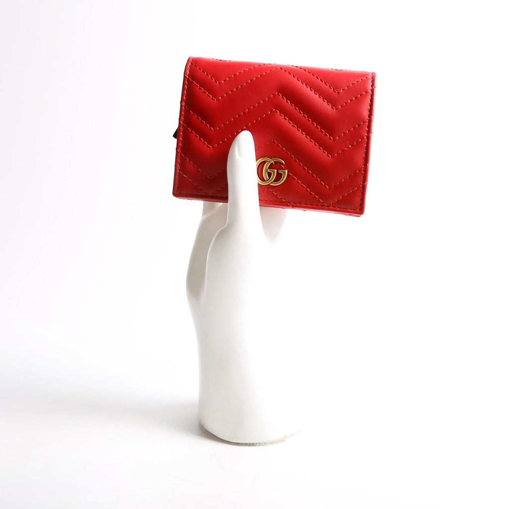Gucci 466492 GG Marmont Card Case Red/Gold