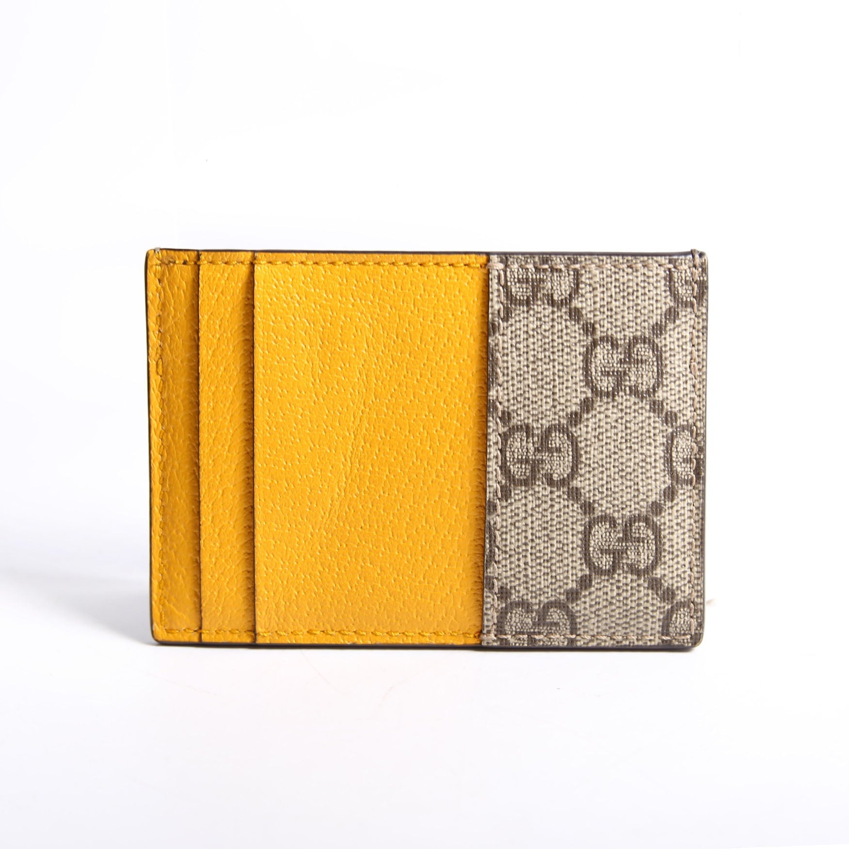 597557 GG Supreme Neo Card Case Beige/Brown/Yellow