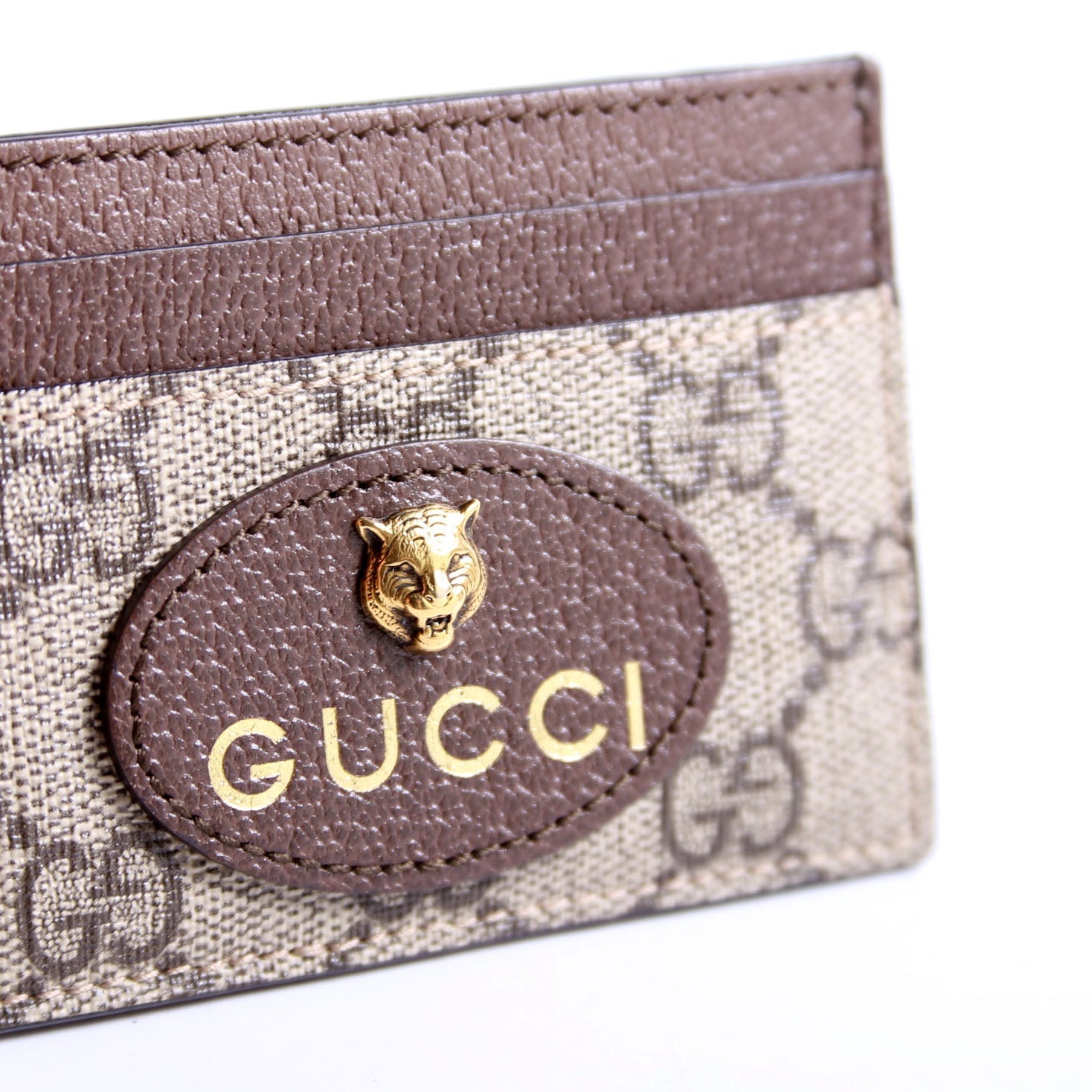597557 GG Supreme Neo Card Case Beige/Brown/Yellow
