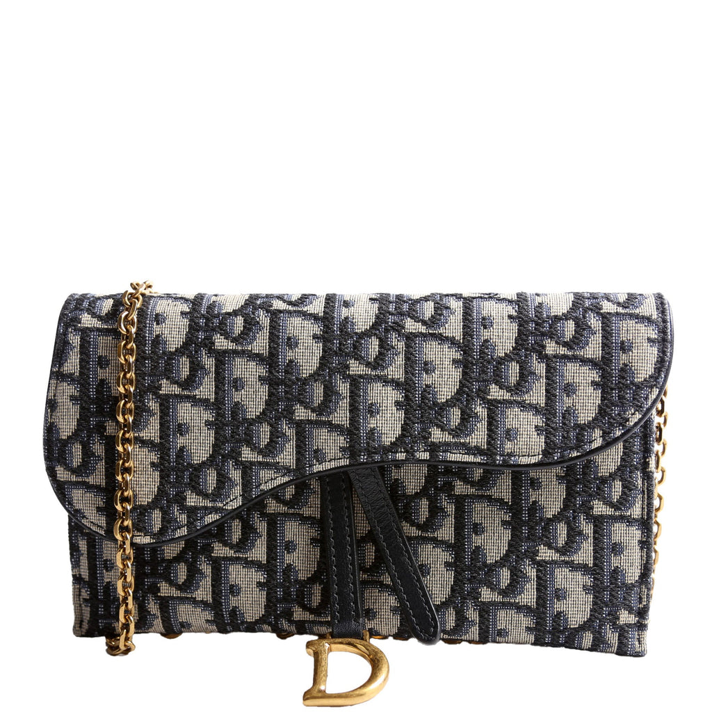 Saddle Pouch With Chain Small Oblique Navy