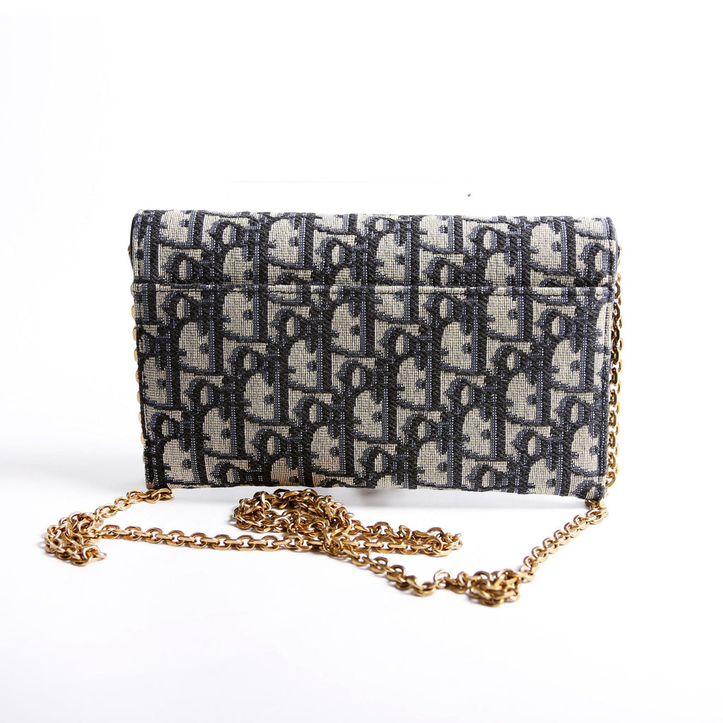 Saddle Pouch With Chain Small Oblique Navy