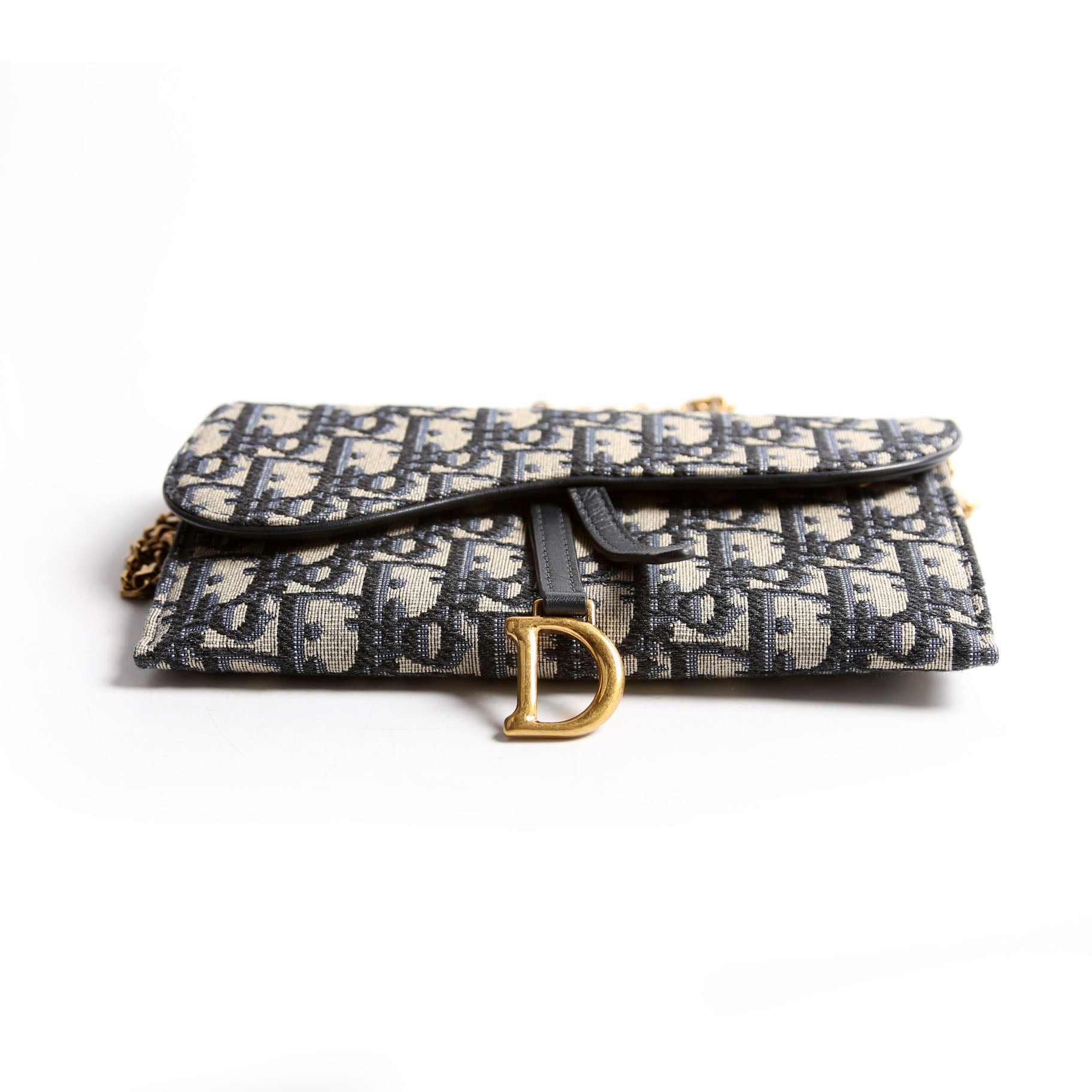 Saddle Pouch With Chain Small Oblique Navy