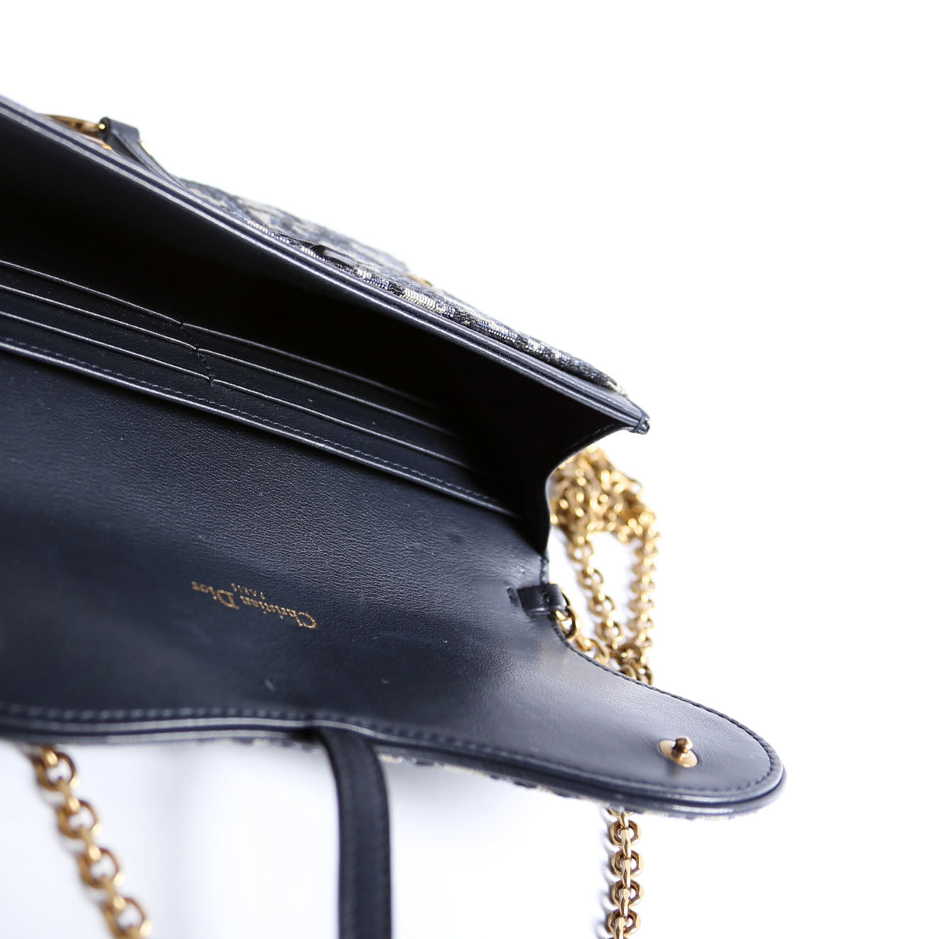 Saddle Pouch With Chain Small Oblique Navy