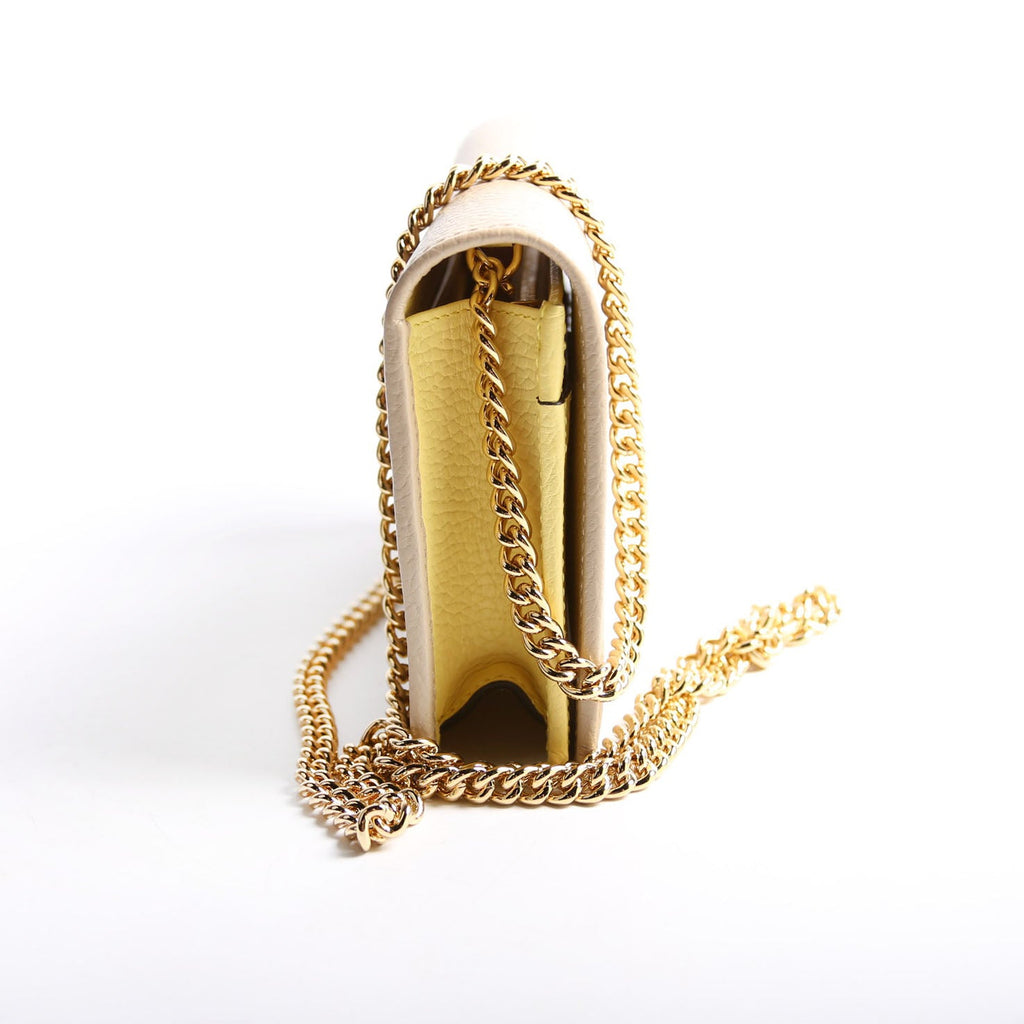 Gucci 497985 Marmont Mini Chain Bag Taupe/Yellow