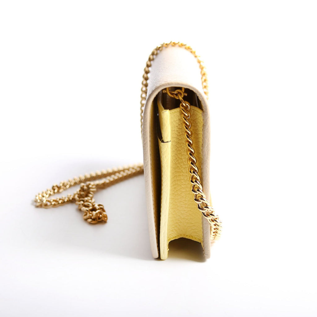 Gucci 497985 Marmont Mini Chain Bag Taupe/Yellow