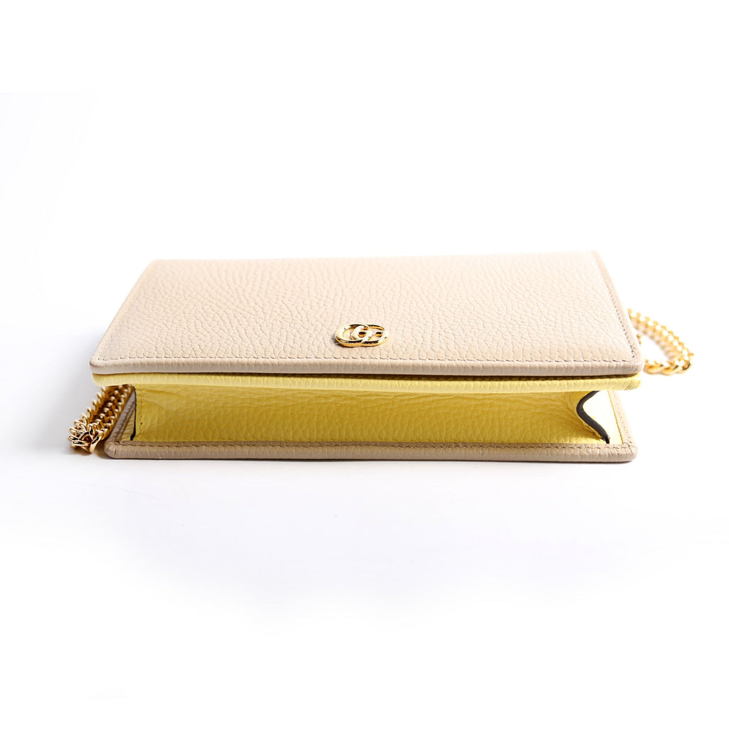 Gucci 497985 Marmont Mini Chain Bag Taupe/Yellow
